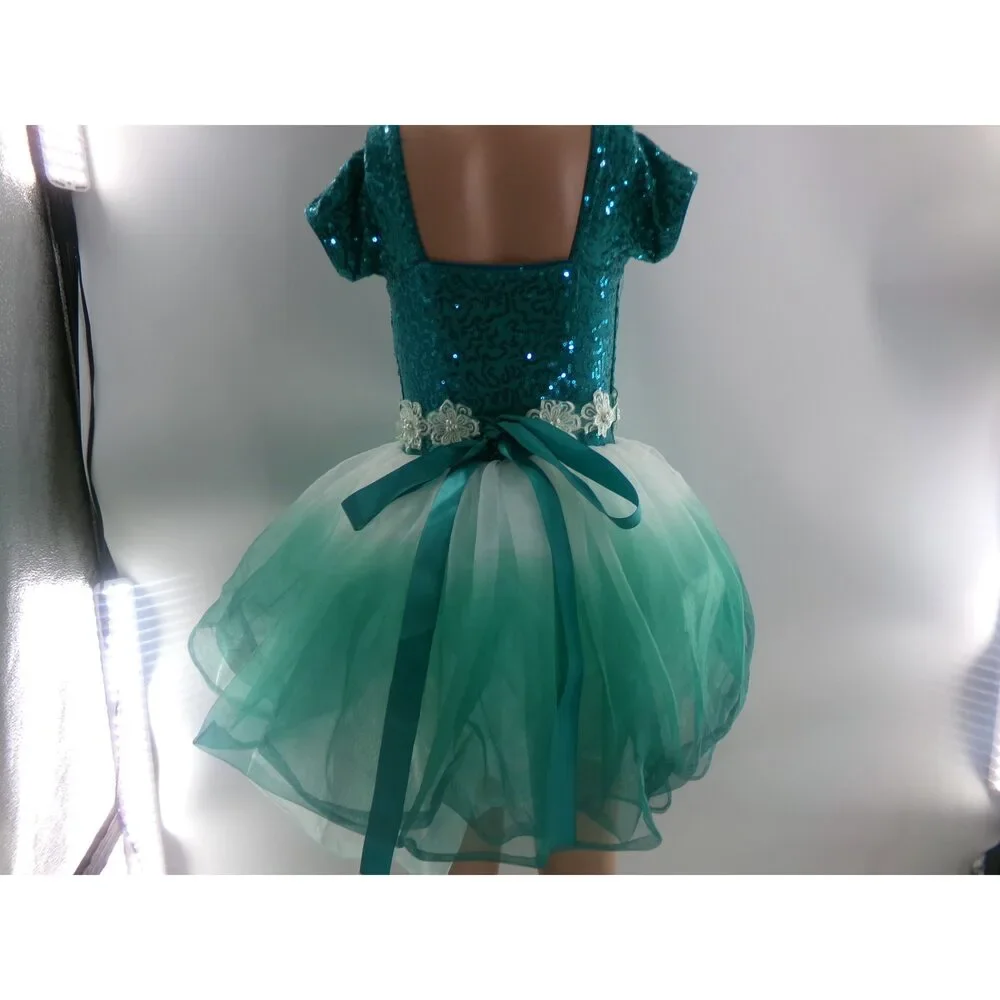 Pre-Owned Dance Costume Small Child Green Curtain Call E1962 Ballet Tap Pageant